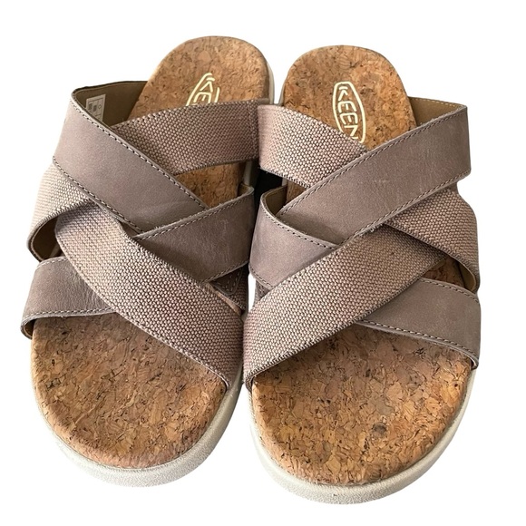 KEEN Elle Mixed Slide Platform Sandals Brindle / Birch Size 6.5 - Picture 2 of 7